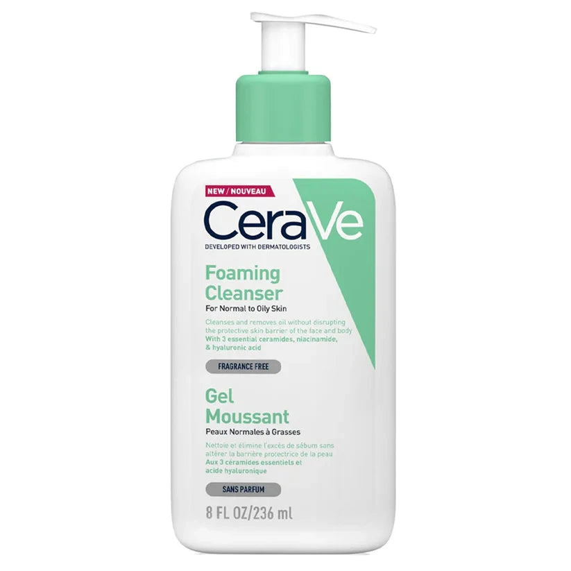 CeraVe Foaming Cleanser Fragrance-Free, 236ml | With Ceramides, Niacinamide & Hyaluronic Acid for Normal to Oily Skin CeraVe