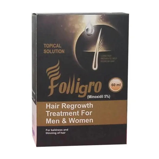 Folligro Topical Hair Regrowth Solution (Minoxidil 5%), 60ml - Crystolite Pharma Crystolite Pharma