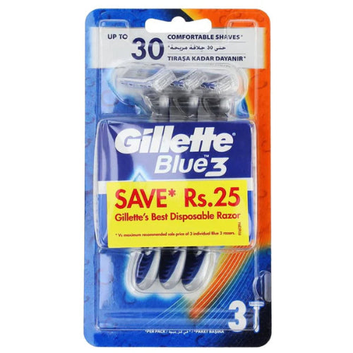 Gillette Blue 3 Comfort Men's Disposable Razor, 3 Pcs