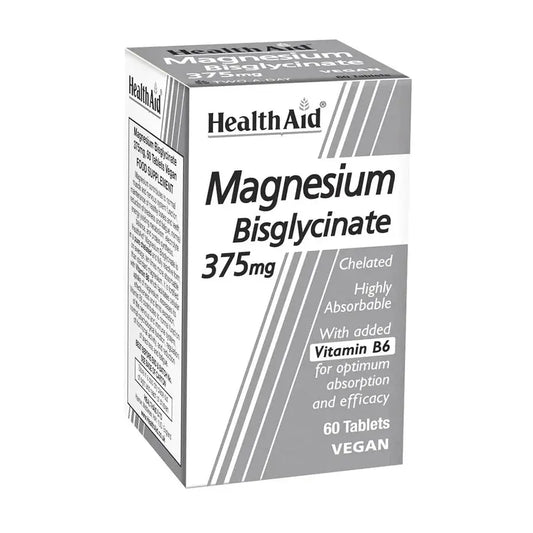 HealthAid Magnesium Bisglycinate (Magnesium Glycinate) 375mg, 60 tablets Health Aid