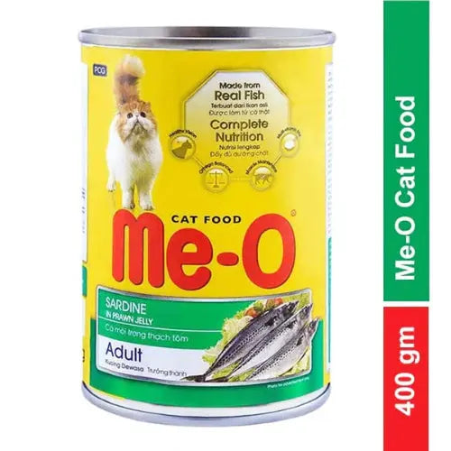Me-O Canned Adult Cat Food - Sardine in Prawn Jelly, 400g