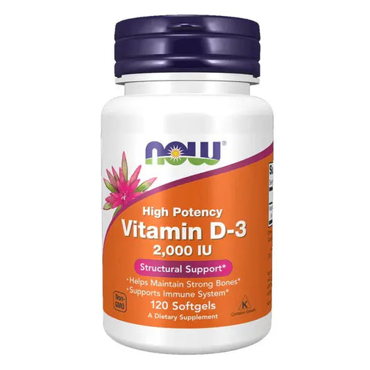 NOW Vitamin D-3 2000IU, 120 Softgels - Passion Pulse