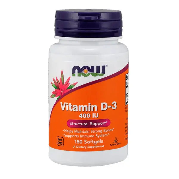 NOW Vitamin D3 400 IU, 180 Softgels NOW Foods