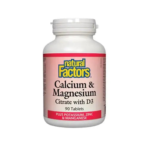 Natural Factors Calcium, Magnesium & Zinc Citrate with D3, 90 Tabs