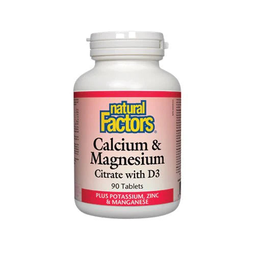 Natural Factors Calcium, Magnesium & Zinc Citrate with D3, 90 Tabs