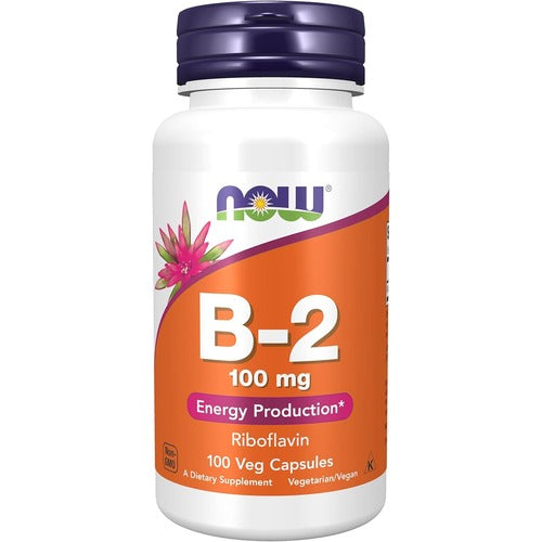 Now Vitamin B-2 100 mg, 100 Veg Capsules