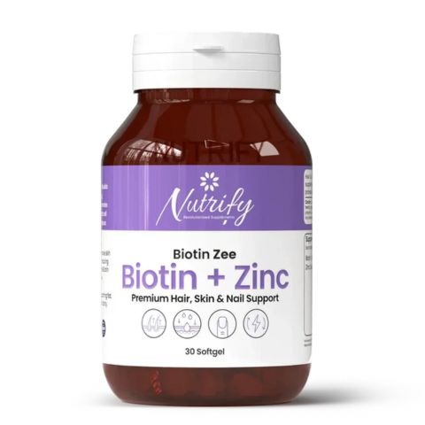 Nutrify Biotin Zee – Premium Hair, Skin & Nails Support Formula -30 Softgels