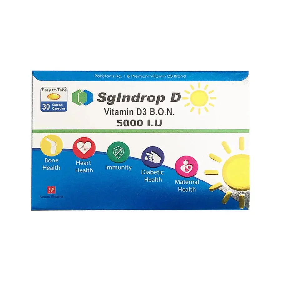 SgIndrop D Softgel Capsule (Vitamin D3 5000 IU),30softgel capsules - Neutro Pharma Neutro Pharma