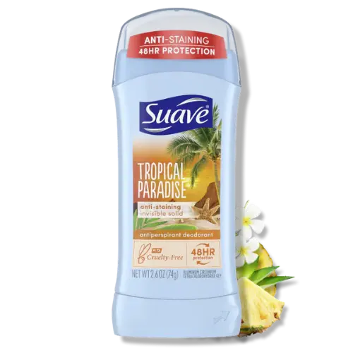 Suave Tropical Paradise Anti-Staining Invisible Solid Deodorant Stick, 74g