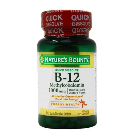 Nature's Bounty Vitamin B12 Methylcobalamin 1000mcg, 60 Quick Dissolve Tablets