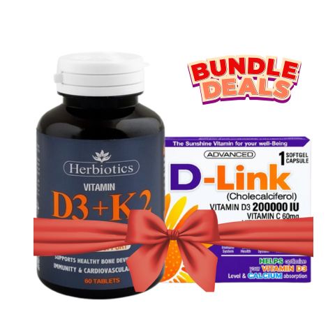 Bundle Offer - Herbiotics Vitamin D3 + K2 + D-Link Vitamin D