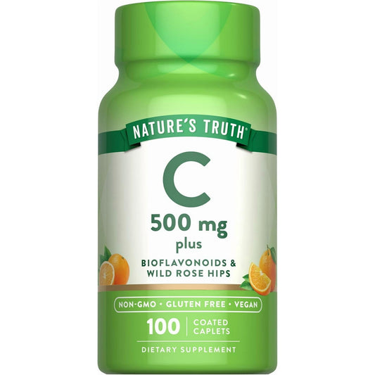Nature's Truth Vitamin C with Rose Hips and Bioflavonoids 100 Caplets | 500mg