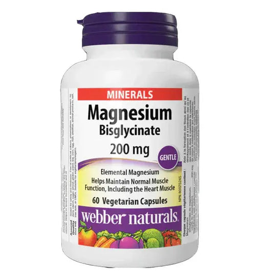 Webber Naturals Magnesium Bisglycinate (Magnesium Glycinate) 200mg, 60 tablets Webber Naturals
