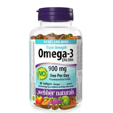 Webber Naturals Triple Strength Omega-3 900mg, 80 softgels