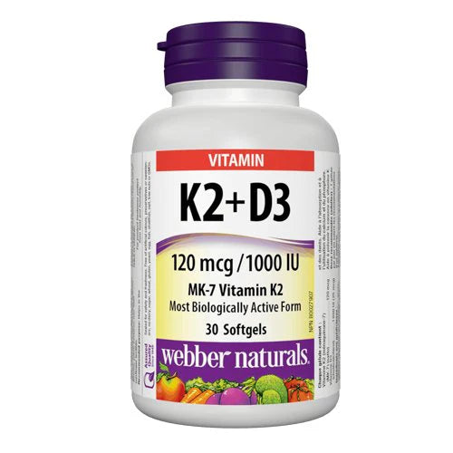 Webber Naturals Vitamin K2 + D3, 30 softgels