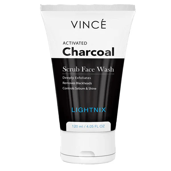 Vince Activated Charcoal Scrub Face Wash – Deep Cleansing & Detoxifying Formula for Clear, Fresh Skin 120 Ml Vince