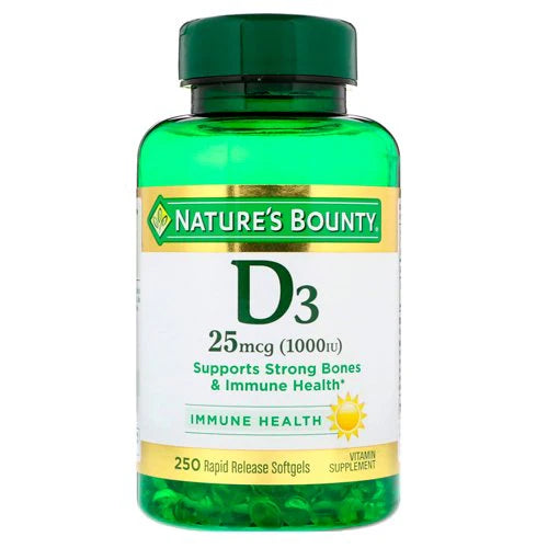 Nature's Bounty Vitamin D3 1000 IU, 250 Softgels