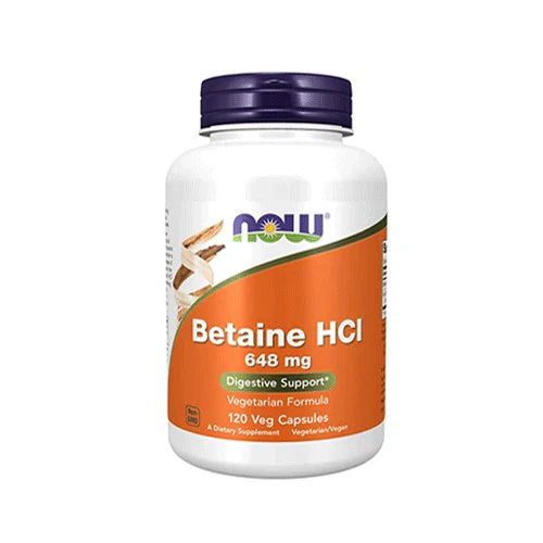 NOW Betaine HCI 648 mg, 120 Veg Capsules