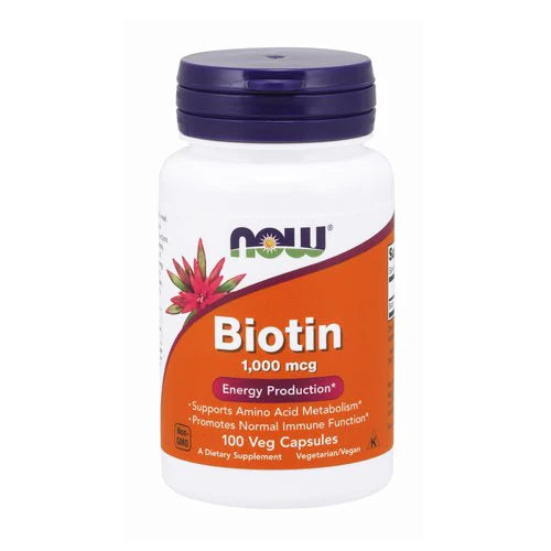 NOW Biotin 1000 mcg, 100 Veg Capsules