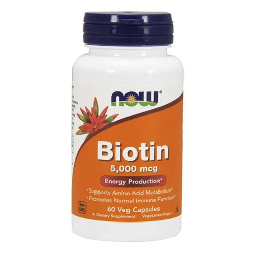 NOW Biotin 5000 mcg, 60 Veg Capsules