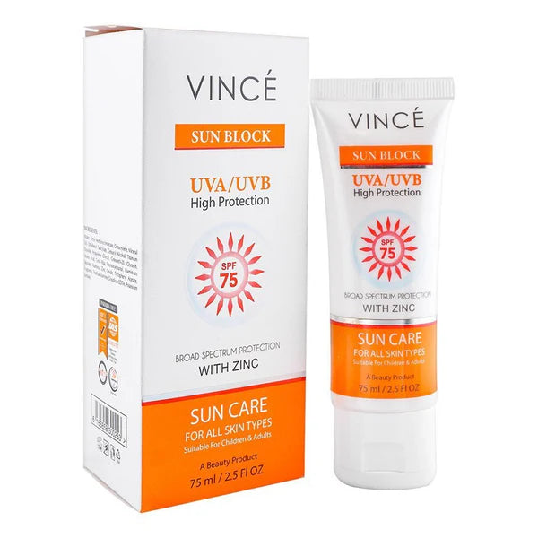 Vince Sun Block SPF 75 – High Protection UVA & UVB Defense for Healthy, Glowing Skin 75 Ml Vince